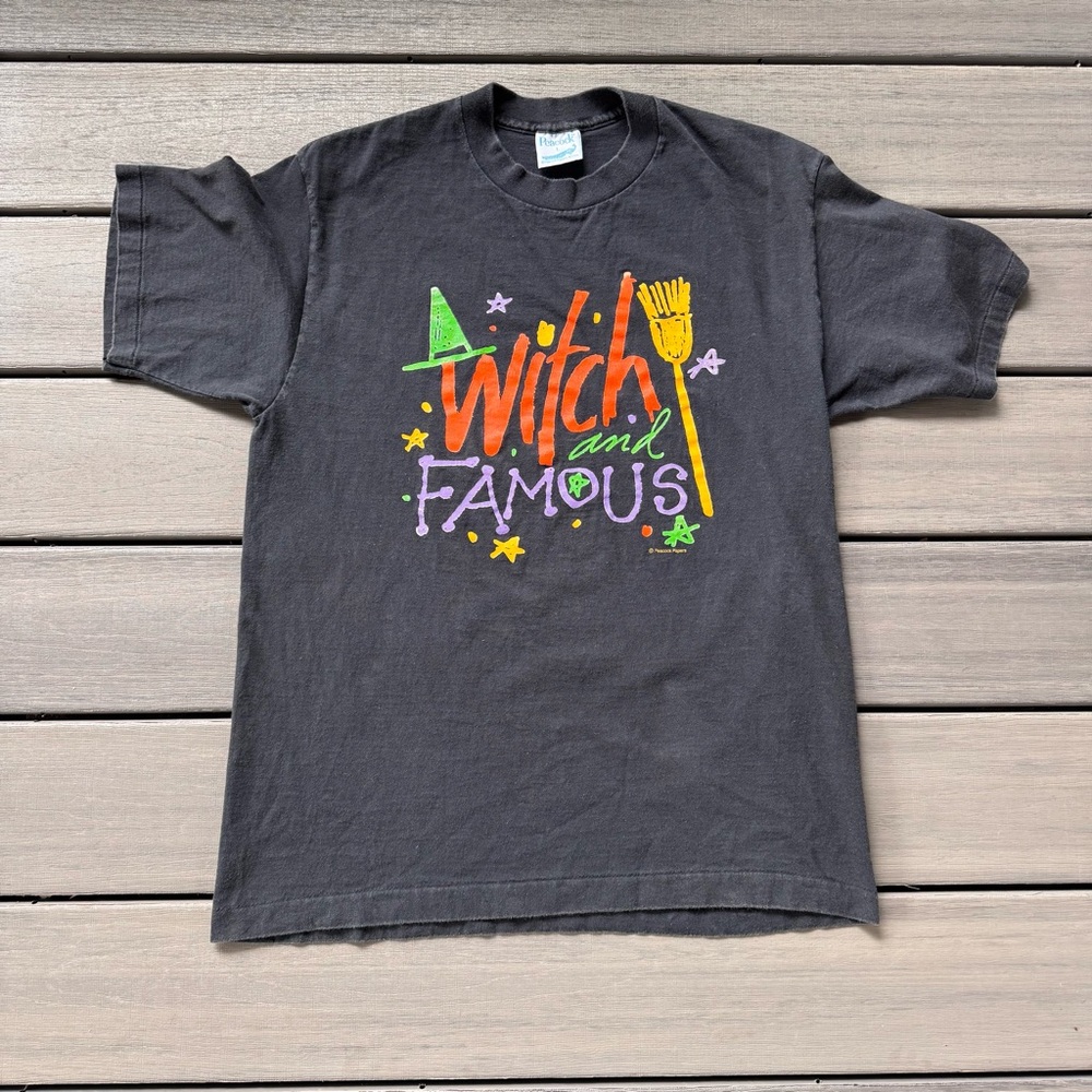Vintage Peacock Unisex Adult Short Sleeve Witch & Famous Print Tee Size‎ Large